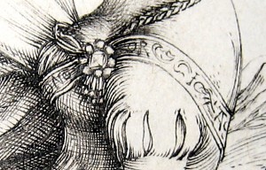 Promenade Closeup neckline code 300x192 All Things Albrecht Durer:  The Hidden Secrets in Albrecht Durers Art and Life